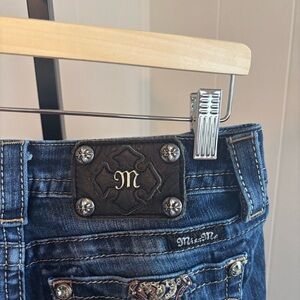 Miss Me Womens 26x31 Signature Rise Skinny Denim Blue Jeans Rhinestones Cross